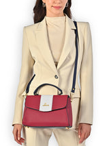 Women's Red Casual Colorblocked Satchel