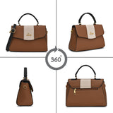 Women's Tan Casual Colorblocked Satchel