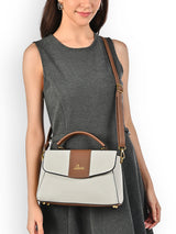 Women's Off White Casual Colorblocked Satchel