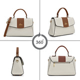 Women's Off White Casual Colorblocked Satchel