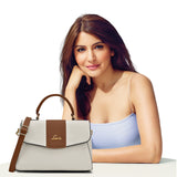 Women's Off White Casual Colorblocked Satchel