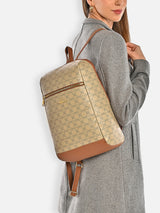 Women's Beige Casual Printed Backpack