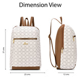 Women's White Casual Printed Backpack
