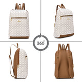 Women's White Casual Printed Backpack