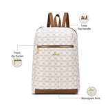 Women's White Casual Printed Backpack