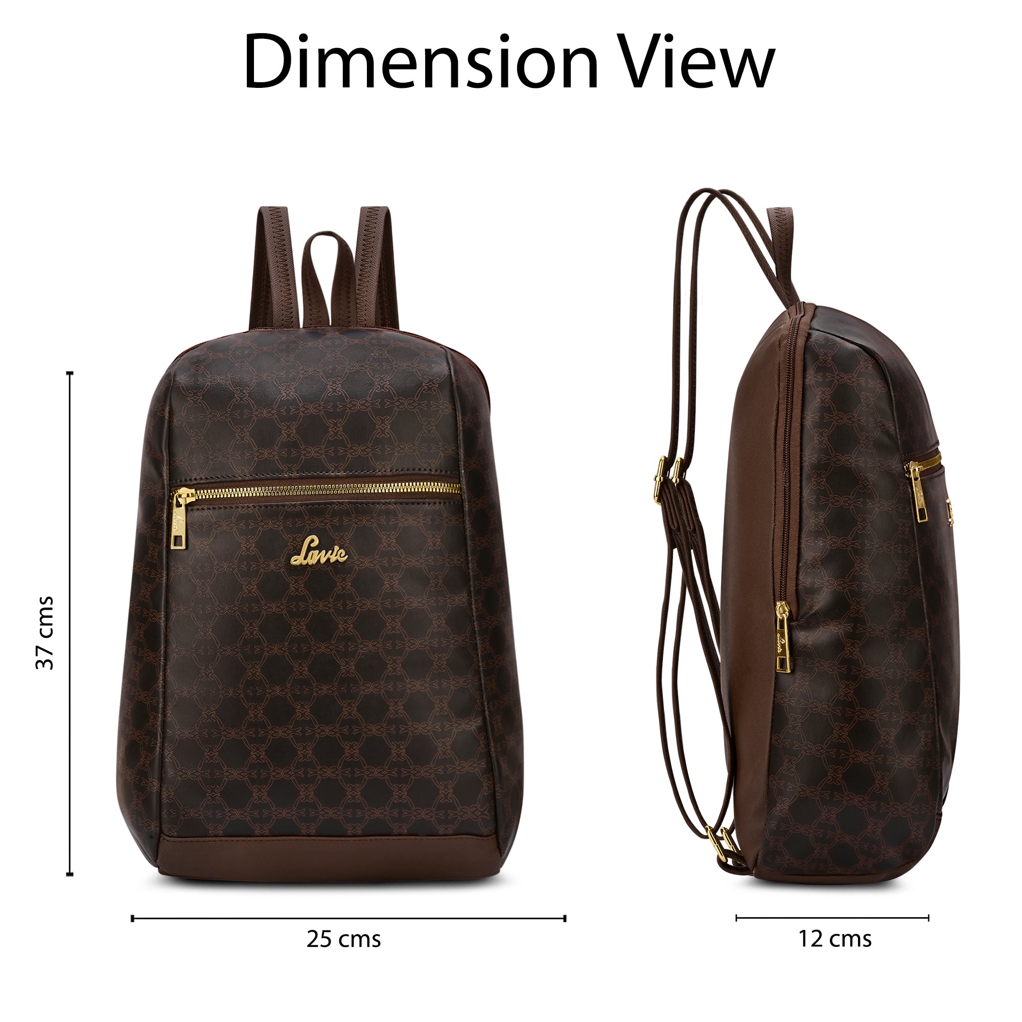 Women's Brown Casual Printed Backpack