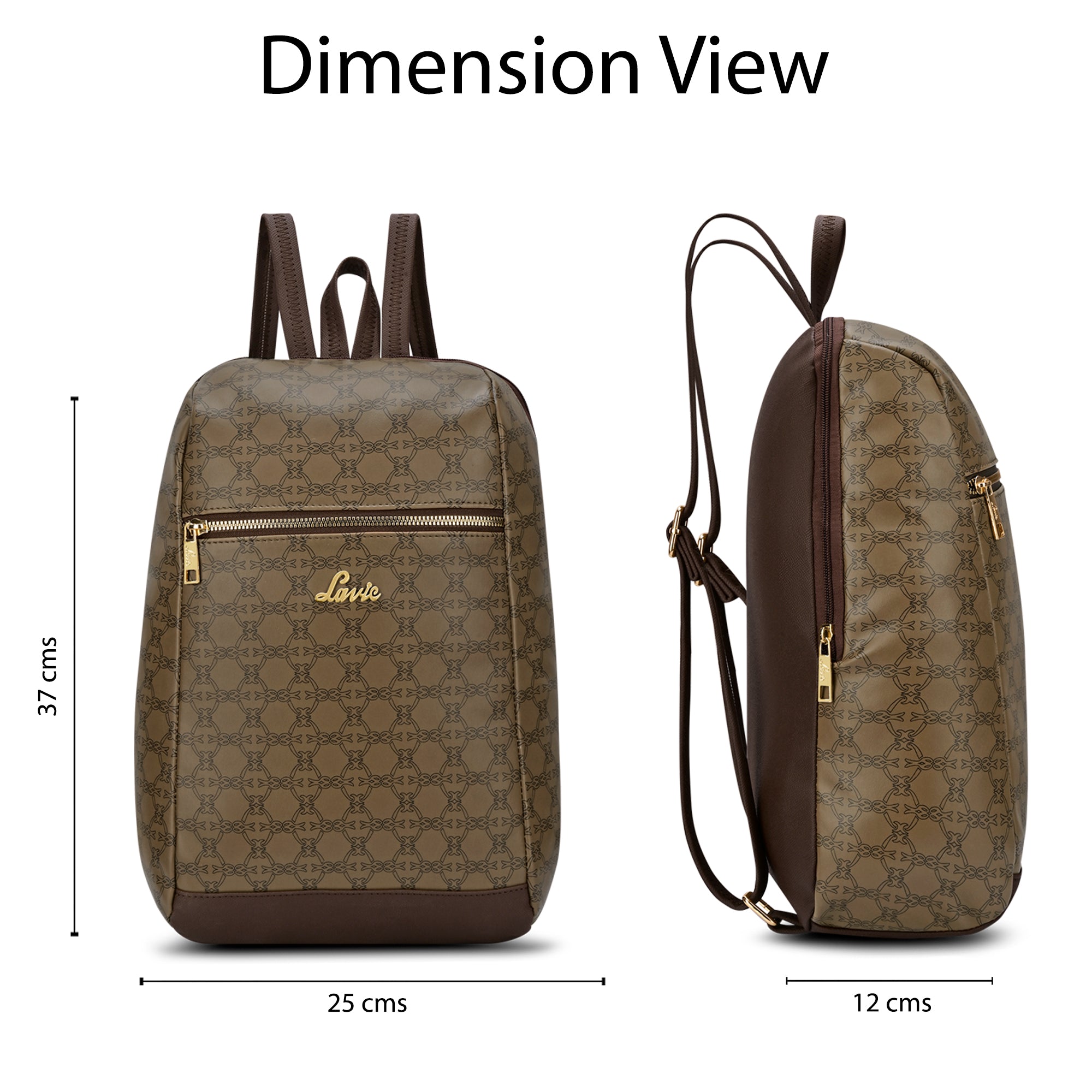 Women's Khaki Casual Printed Backpack