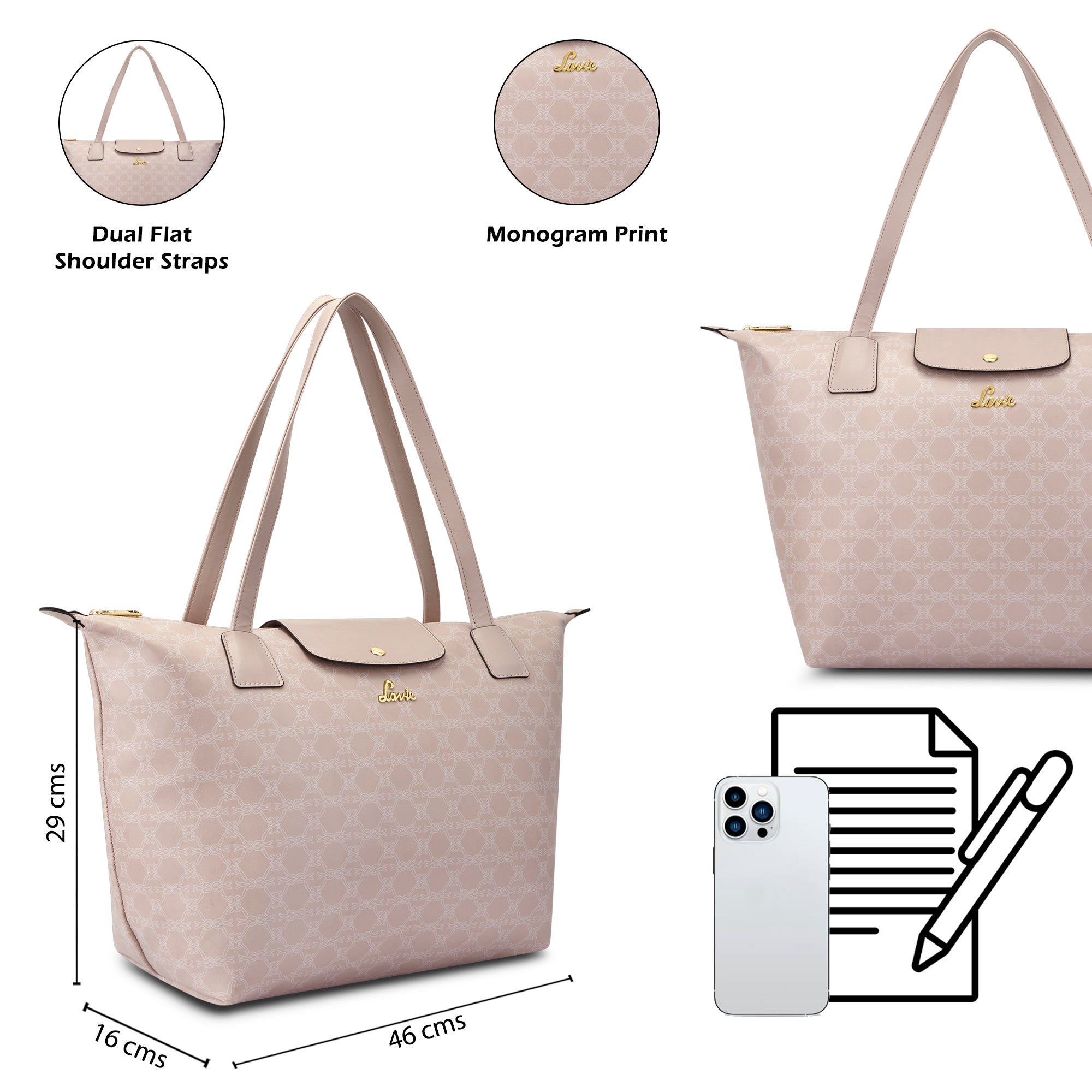 Women's Pink Casual Printed Tote Bag