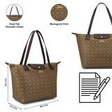 Women's Brown Casual Printed Tote Bag