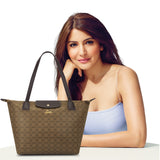 Women's Brown Casual Printed Tote Bag