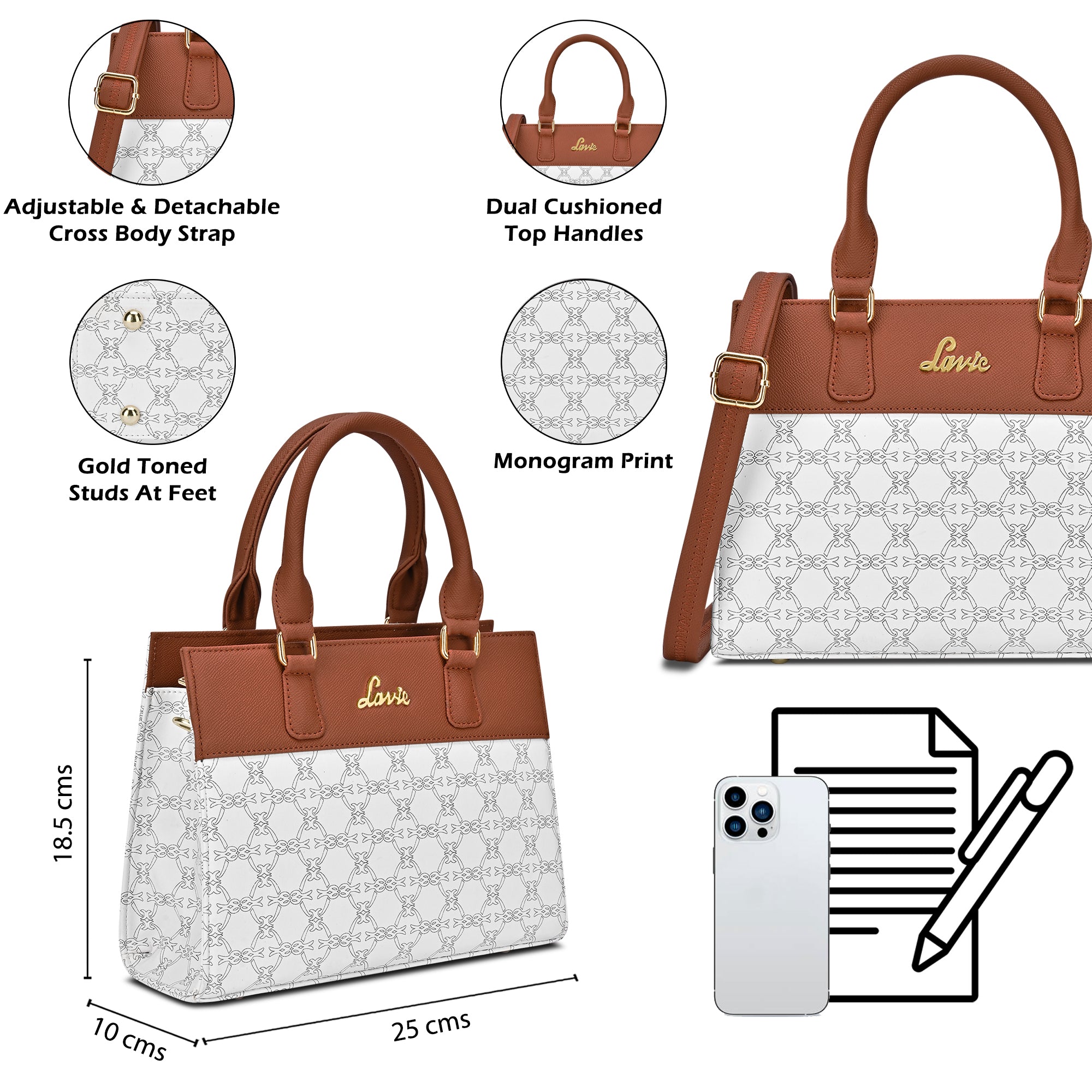 Women's White Casual Solid Satchel