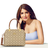 Women's Beige Casual Solid Satchel