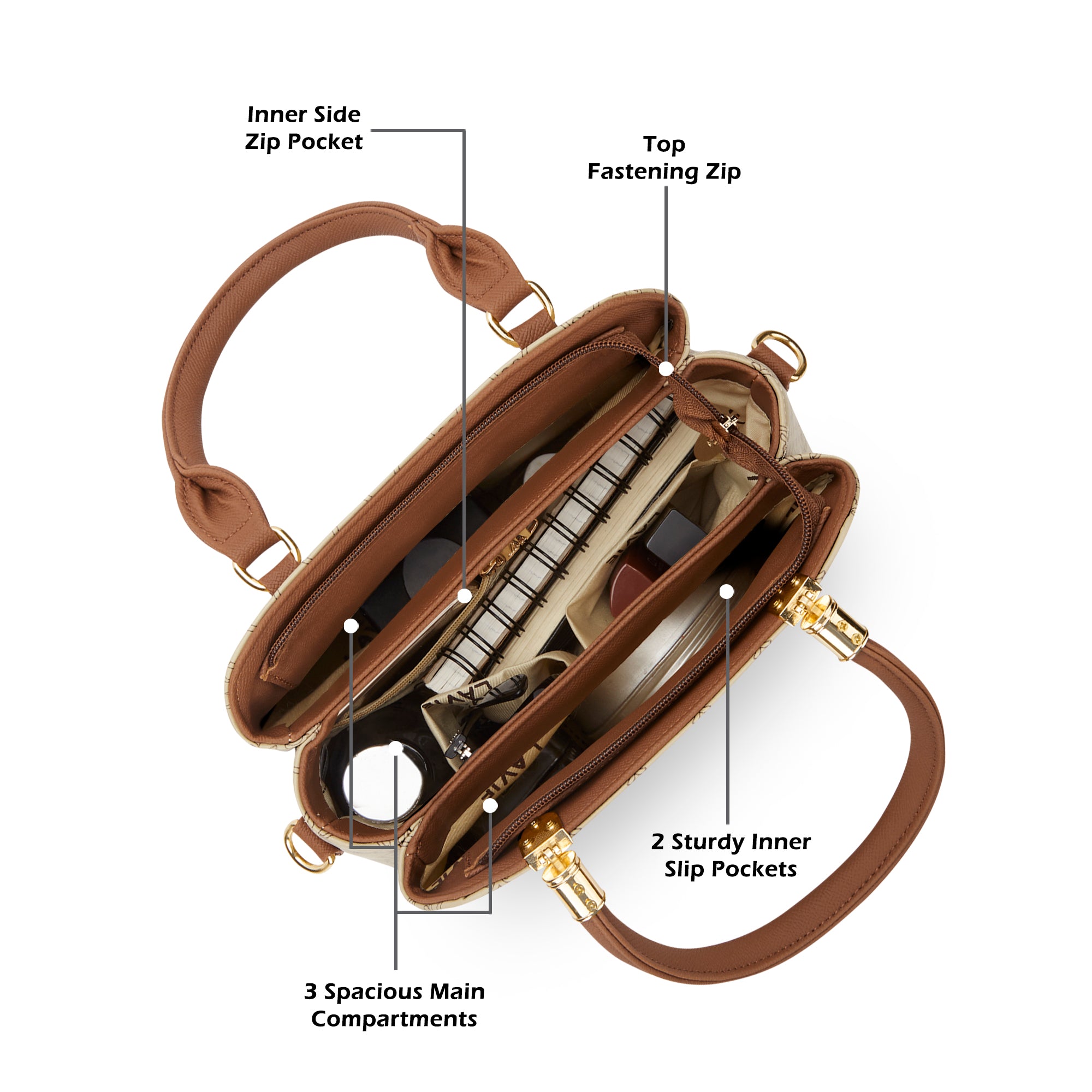 Women's Beige Casual Solid Satchel