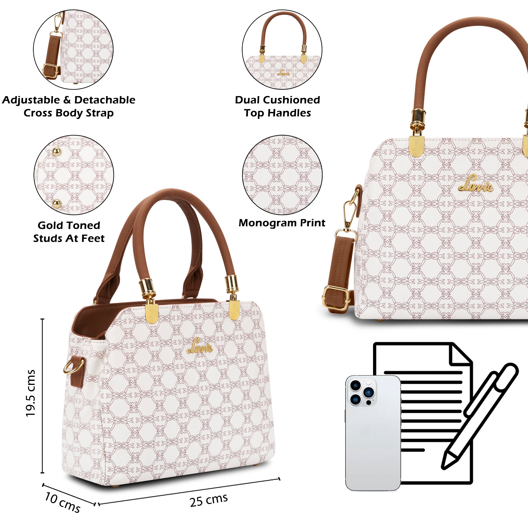 Women's White Casual Solid Satchel