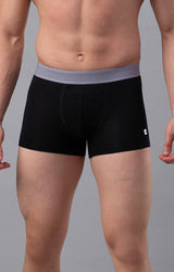 Men's Black Grey Mid-Rise Solid Trunk