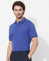 Men's Blue Casual Regular Fit Solid Half Sleeves Polo Tshirt
