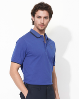 Men's Blue Casual Regular Fit Solid Half Sleeves Polo Tshirt