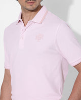 Men's Pink Casual Regular Fit Solid Half Sleeves Polo Tshirt