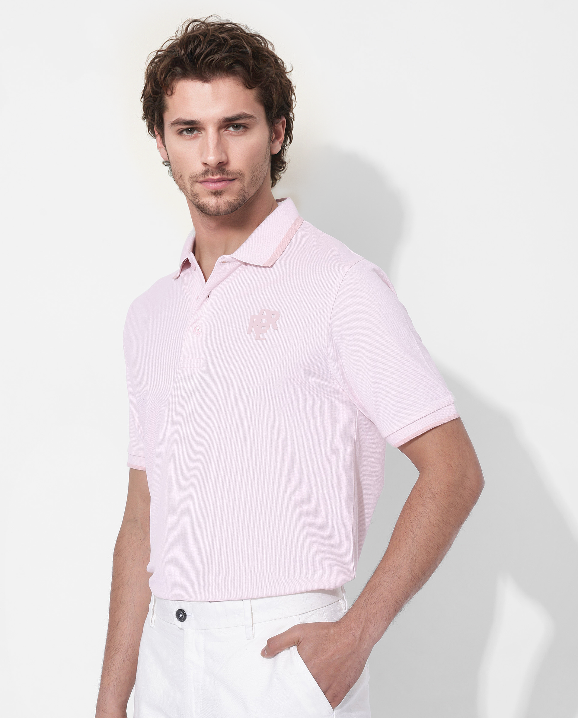 Men's Pink Casual Regular Fit Solid Half Sleeves Polo Tshirt