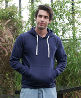 Men's Navy Blue Pullover with Contrast Drawstring Hoodie