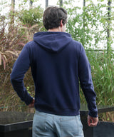 Men's Navy Blue Pullover with Contrast Drawstring Hoodie