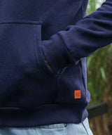 Men's Navy Blue Pullover with Contrast Drawstring Hoodie