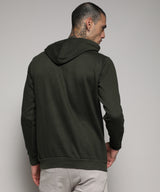 Men's Forest Green Pullover with Contrast Drawstring Hoodie