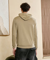 Men's Olive Green Pullover with Contrast Drawstring Hoodie