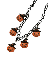 Women's Black and Orange Halloween Pumpkin Black Necklace