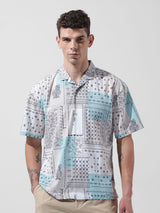Men's Beige Casual Printed Half Sleeves Shirt