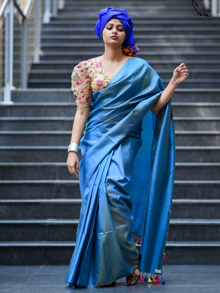 Women's Blue Silk Saree
