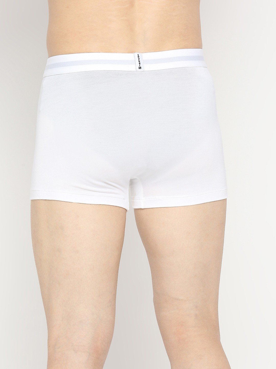 Men's White Mid-Rise Solid Trunk
