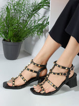 Women's Black Casual Hook & Loop Heels