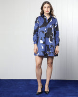 Women's Blue Casual Full Sleeves Dress