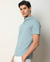 Men's Grey Casual Slim Fit Solid Half Sleeves Tshirt