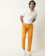 Men's Yellow Casual Regular Fit Solid Trouser