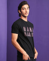 Men's Black Casual Slim Fit Printed Half Sleeves Tshirt