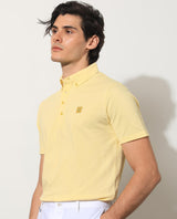 Men's Yellow Casual Regular Fit Solid Half Sleeves Polo Tshirt
