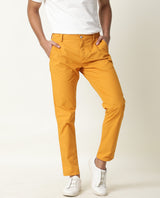 Men's Yellow Casual Regular Fit Solid Trouser