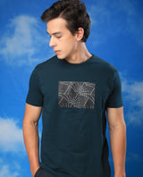 Men's Green Casual Slim Fit Printed Half Sleeves Tshirt