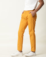 Men's Yellow Casual Regular Fit Solid Trouser
