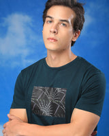 Men's Green Casual Slim Fit Printed Half Sleeves Tshirt