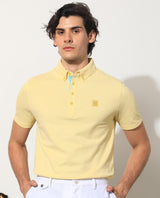 Men's Yellow Casual Regular Fit Solid Half Sleeves Polo Tshirt