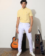 Men's Yellow Casual Regular Fit Solid Half Sleeves Polo Tshirt