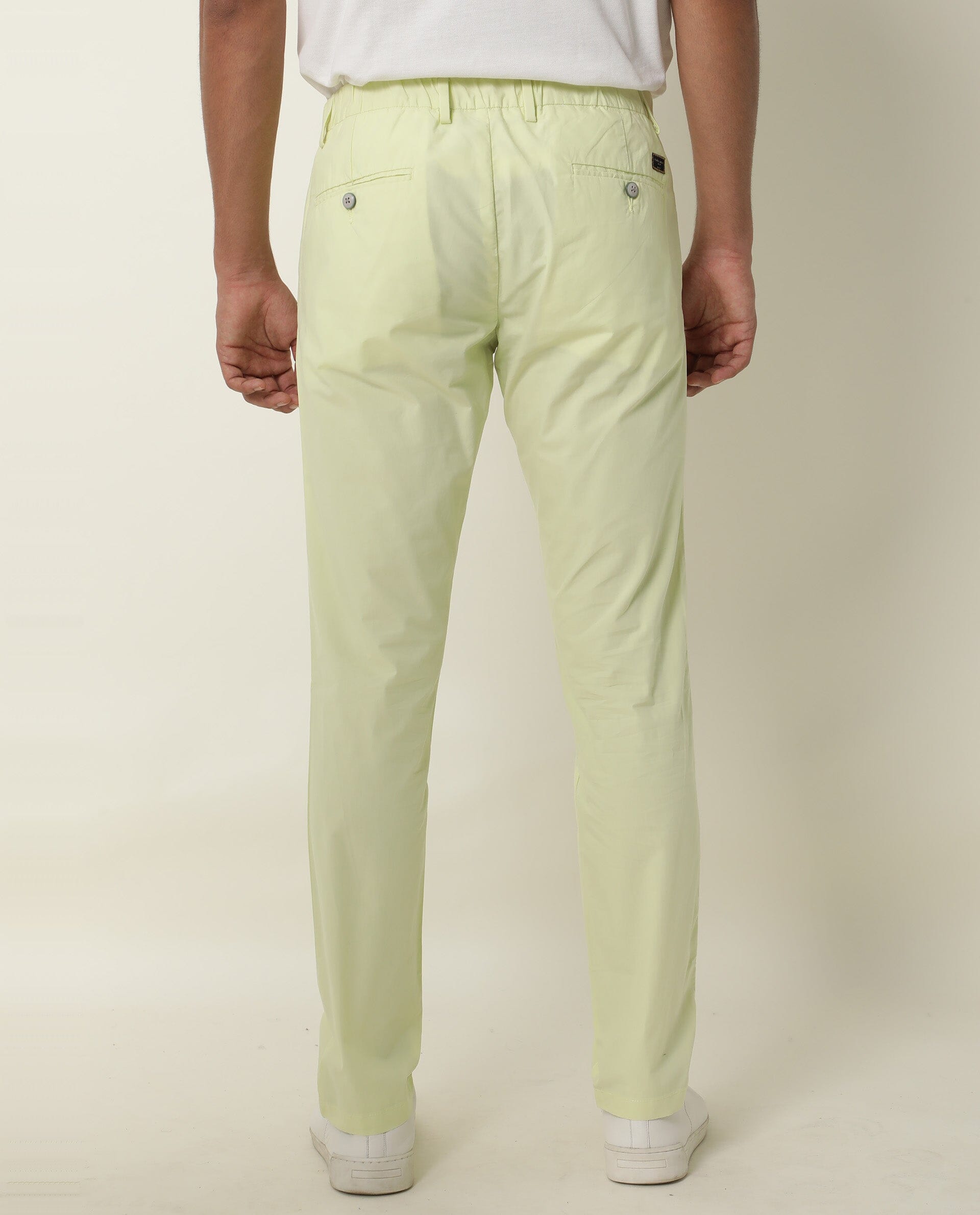 Men's Yellow Casual Regular Fit Solid Trouser