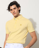 Men's Yellow Casual Regular Fit Solid Half Sleeves Polo Tshirt