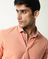 Men's Orange Casual Regular Fit Solid Half Sleeves Shirt