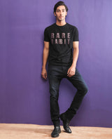 Men's Black Casual Slim Fit Printed Half Sleeves Tshirt