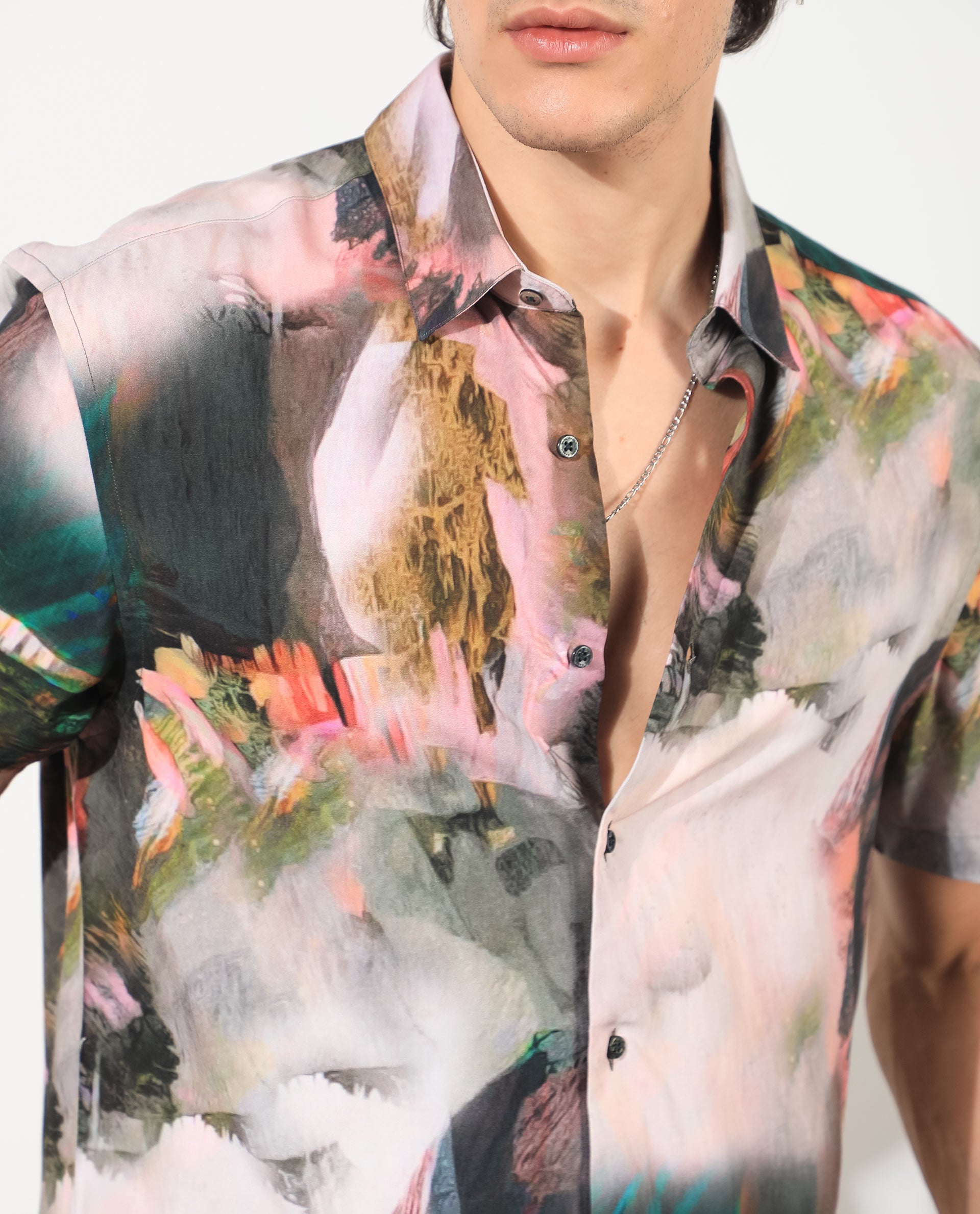Men's Multicolor Casual Regular Fit Printed Half Sleeves Shirt