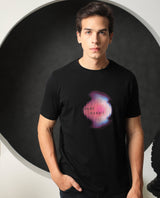 Men's Black Casual Slim Fit Printed Half Sleeves Tshirt